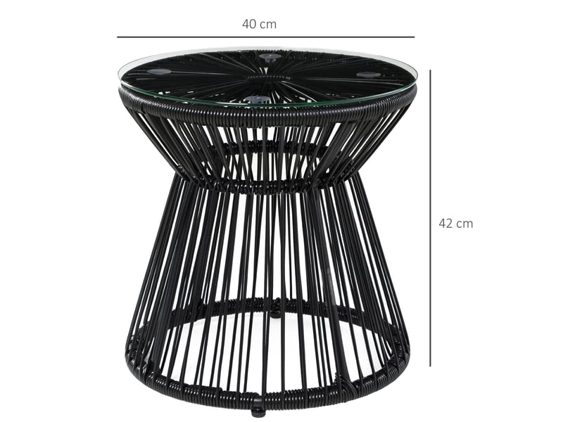 Table de jardin ronde 40x40x42 cm style bohème noir - Conforama E