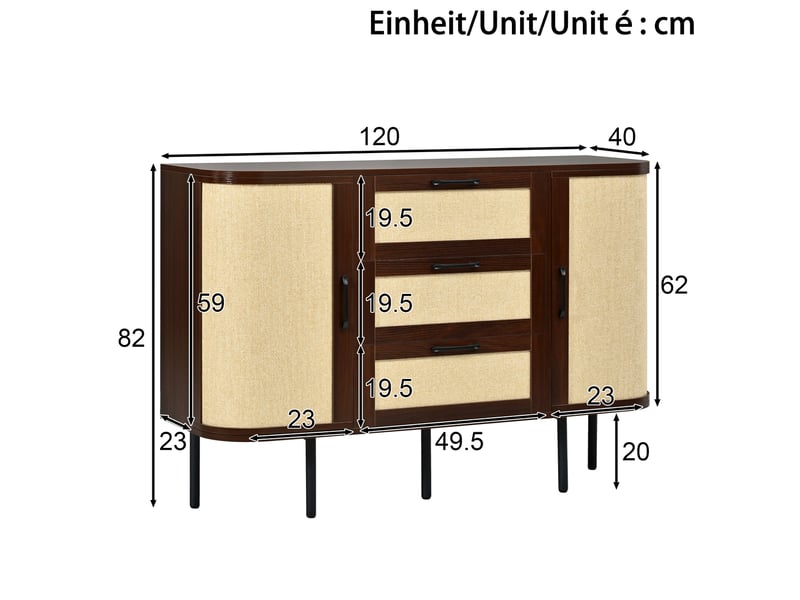  Ensemble meuble tv, buffet et meuble haut 180x40x45 cm mdf noyer  - Conforama E