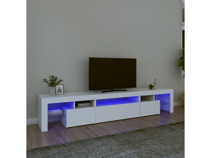  Meuble tv - banc tv - meuble de rangement avec lumières led blanc 215x36,5x40 cm  - Conforama B