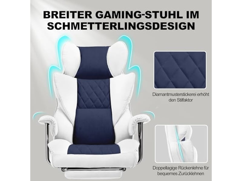  Gtplayer chaise de jeu avec soutien lombaire à ressort, repose-pieds, 180 kg - bleu clair GT205-LBW - Conforama D