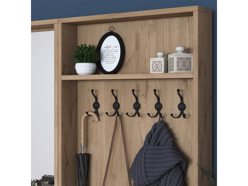  Meuble d'entrée avec porte-manteau et miroir sylth  - Conforama D
