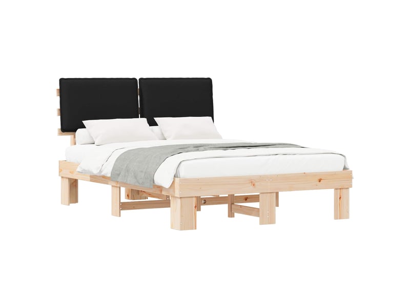 Lit double- lit adulte - cadre de lit avec tête de lit rembourrée noir 135 x 190 cm - Conforama A