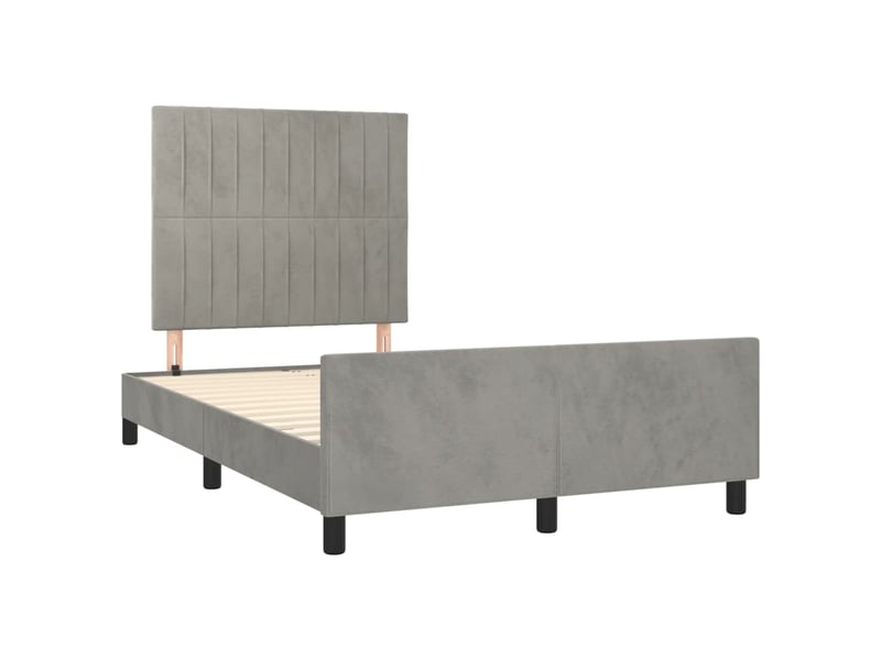  Lit double- lit adulte -  cadre de lit sans matelas gris clair 120x190 cm velours  - Conforama B