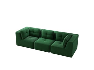 Canapé droit sans cadre, canapé modulaire 3 places, cord, assise profonde, sans montage, vert
