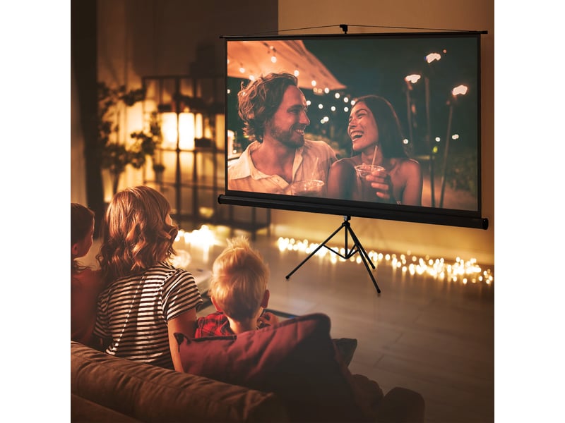  Écran de projection 100 pouces avec support trépied hauteur réglable, écran 4k hd 16:9  - Conforama A