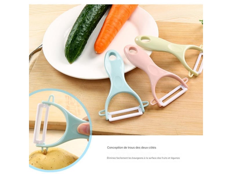  2 couteaux à éplucher rose multifonctionnel éplucheur de pommes éplucheur de pommes de terre  - Conforama D