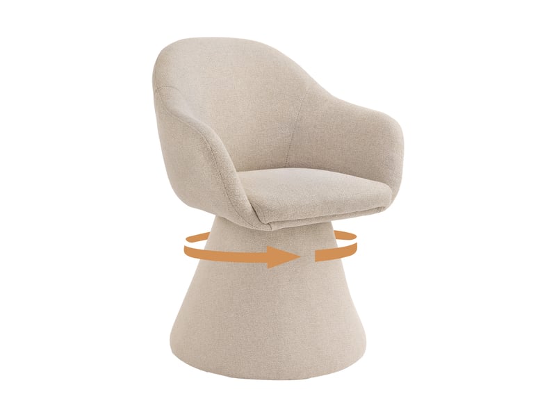  Chaise de salle à manger pivotante 360° design cocon – goeurvant, tissu effet lin, rembourré, beige  - Conforama B