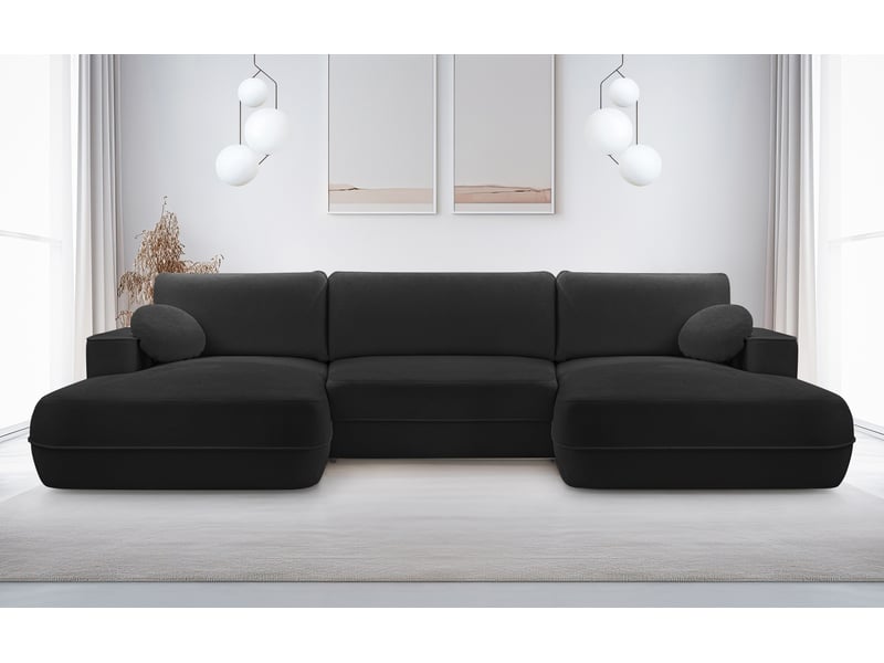 Canapé en u avec fonction lit peoni 364 cm noir élégant Peoni - Conforama B