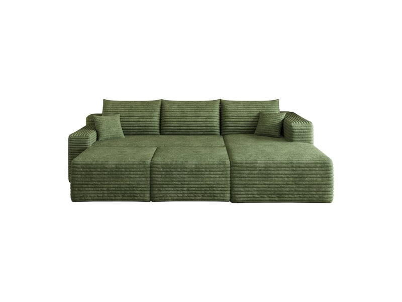  Canapé en l moderne forme nuage, canapé d'angle vert 241cm, assise profonde sans montage pour salon  - Conforama A