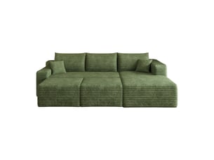 Canapé en l moderne forme nuage, canapé d'angle vert 241cm, assise profonde sans montage pour salon