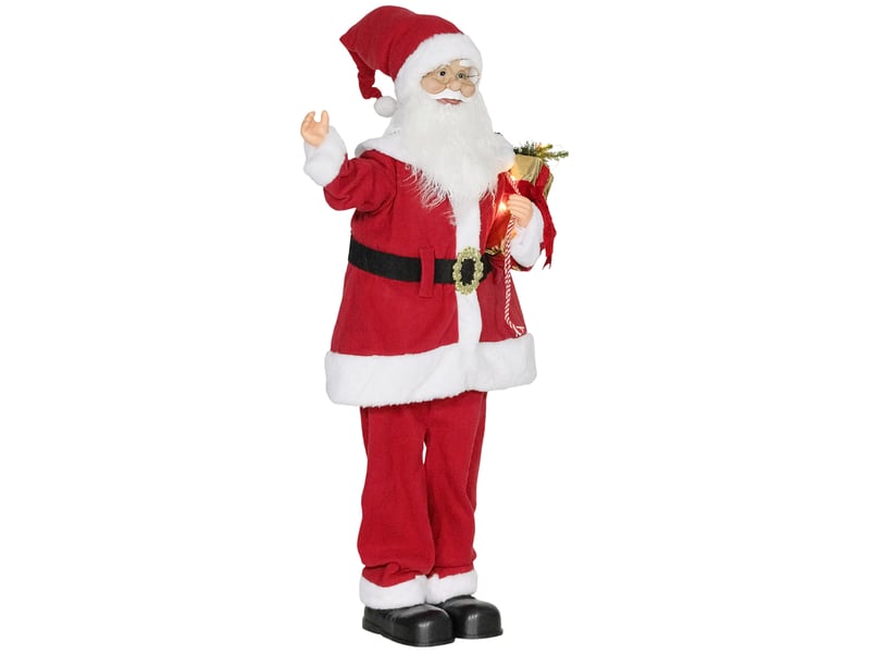 Figurine de père noël, debout de père noël, commande vocale, lumières led scintillantes, bras pliables, 120 cm, rouge  - Conforama B