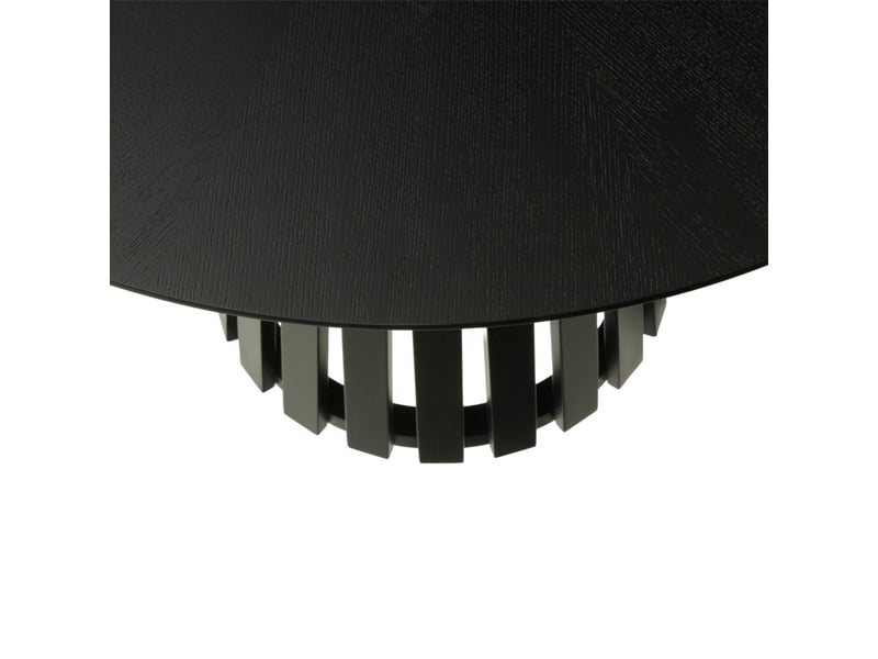  Table à manger ronde bois d'hévéa placage chêne 4 places noir - angèle  - Conforama B