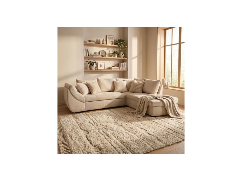  Canapã d angle reversible convertible calvin tissu chenille perle 4 a 5 places coffre CALVINB004952 - Conforama B