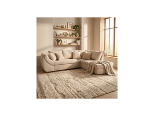 Canapé d'angle réversible convertible <strong></strong> <strong>CALVINB004952</strong> 5 places Tissu beige avec coffre de rangement