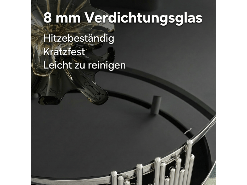 Table basse ronde en acier inoxydable et verre trempé à 2 niveaux noir et argent chicfurn - Conforama E