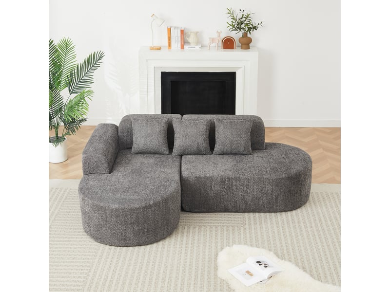  Canapé d’angle 3 places en tissu chenille gris anthracite  - Conforama B