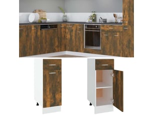 Armoire de cuisine, armoire à tiroirs lyon chêne fumé 30x46x81,5cm bois d'ingénierie