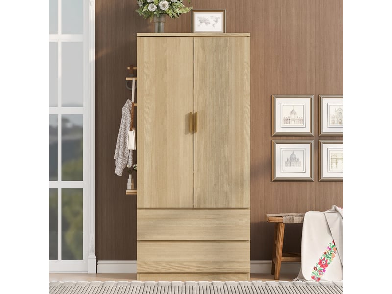  Armoire penderie - 70x50x170 cm - tiroirs de rangement - rangements intégrés - structure bois - rangement chambre - bois naturel CozyNest - Conforama B