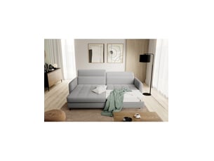 Canapé d'angle gauche fixe <strong></strong> <strong></strong> 3 places Polyester gris avec coffre de rangement