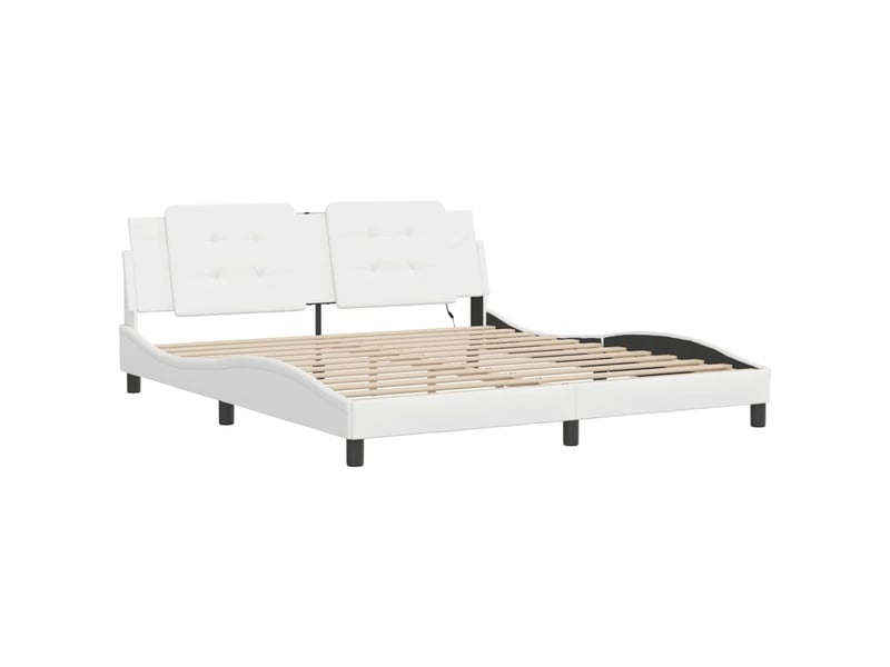 Lit double- lit adulte - cadre de lit avec led sans matelas zadar blanc 180x200 cm - Conforama B