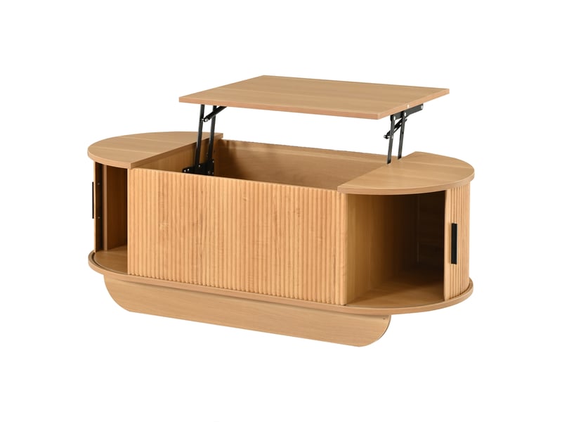 Table basse relevable ovale coloris bois - 100x50 cm mdf  - Conforama E