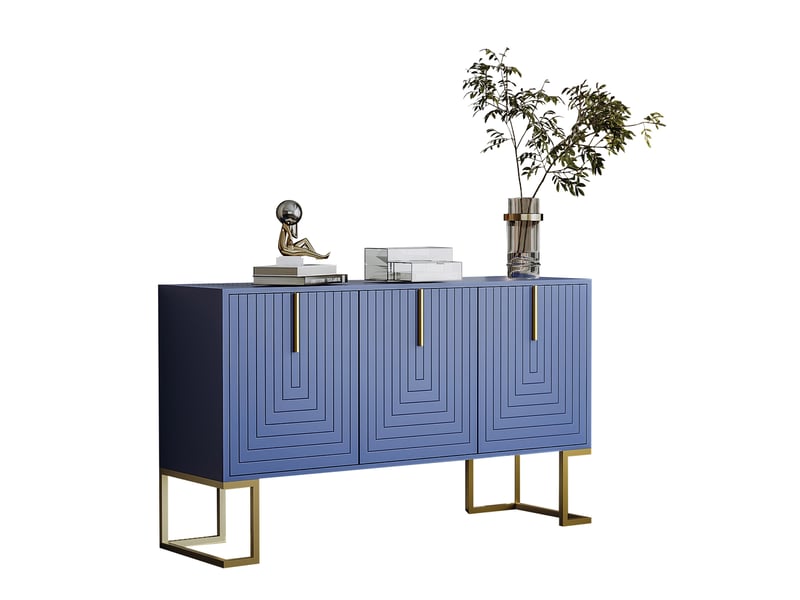 Sideboard 138x40x80.5 cm 3 portes mdf bleu marine - Conforama B