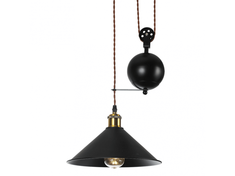  Suspension rustique ABRILA Triguero 1 lumière E27 noire et dorée, métal, hauteur réglable 80-130 cm, Ø29,5 cm, style farmhouse chic 132691009 - Conforama C