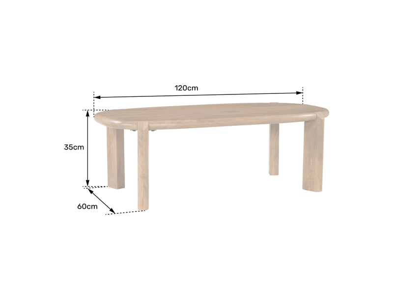  Table basse en bois de manguier massif noire 120cm suri  - Conforama E
