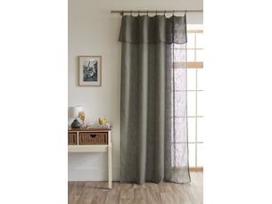 Rideau ajustable + 8 anneaux pince 140 x 270 cm polyester effet lin nia kaki