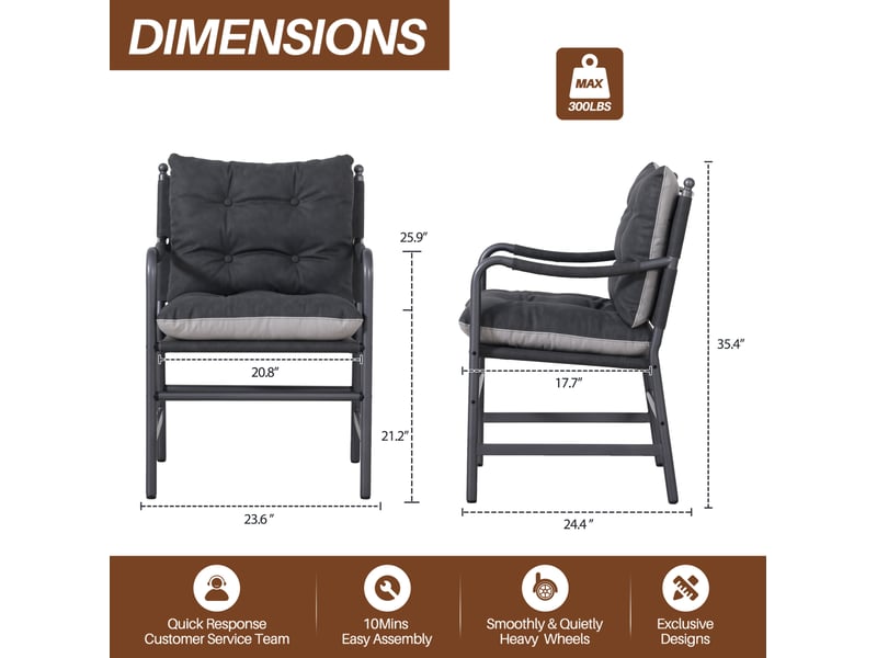  Fauteuil d'accent avec accoudoirs et dossier rembourré, style moderne du milieu du siècle en similicuir et métal noir  - Conforama C