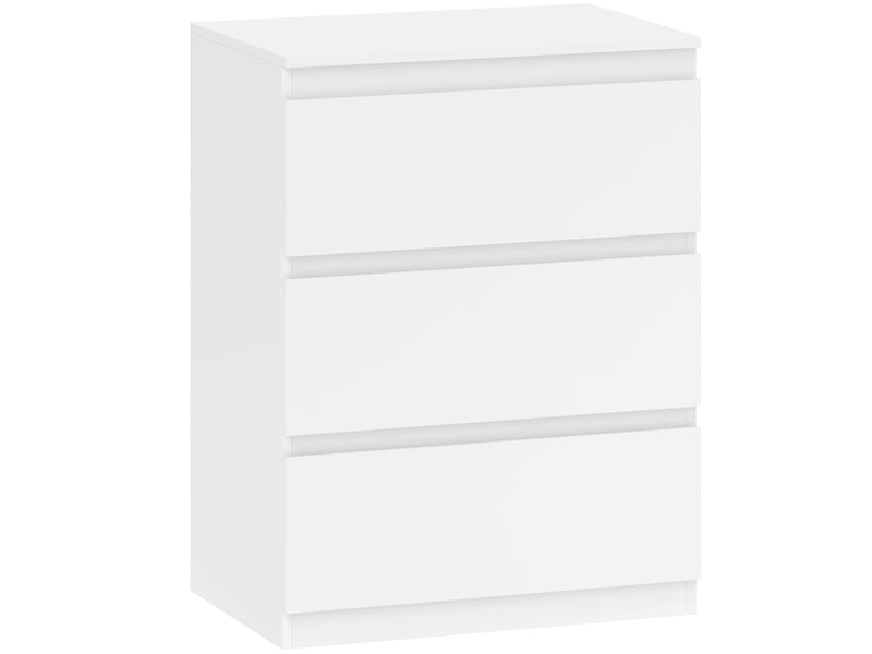  Commode avec 3 tiroirs sans poignées, patins antidérapants pour chambre, salon ou entrée en panneau blanc fsc  - Conforama A
