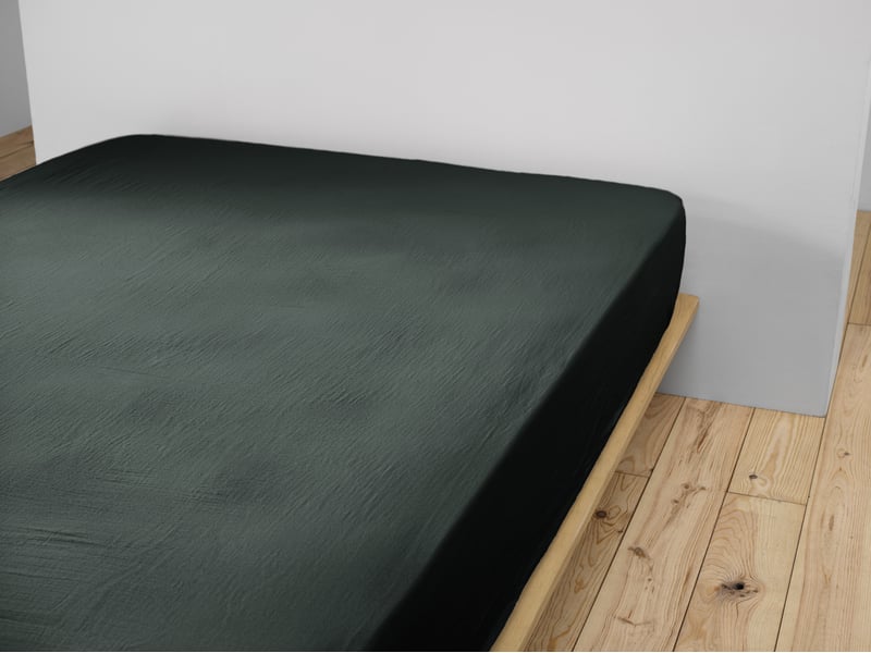  Drap housse 140 x 190 cm gaze de coton gaïa sapin bonnet 30 cm 14966 - Conforama B