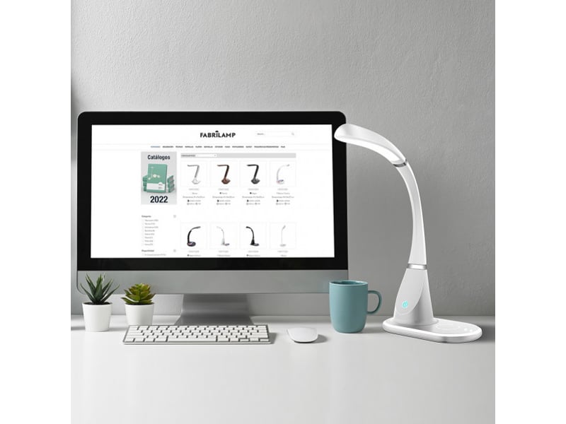  Fabrilamp rejalgar lampe de bureau led blancchrome 5 w 400 lm, charge qi, tactile et dimmable 139171001 - Conforama C