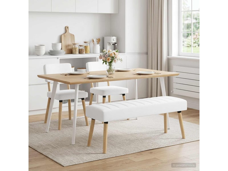  Banc chambre, banc de lit, banc capitonné canal blanc 110x40x46 cm tissu  - Conforama C