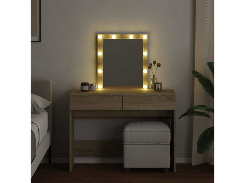  Coiffeuse, table de maquillage avec led chêne sonoma 100x40x130 cm shl96565  - Conforama C