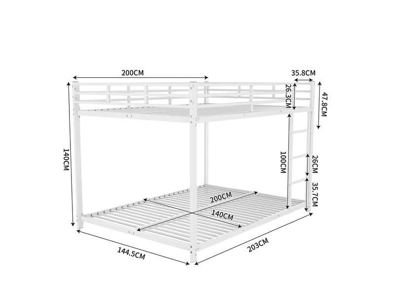  Lit superposé enfant 140 x 200 cm en métal blanc  - Conforama E