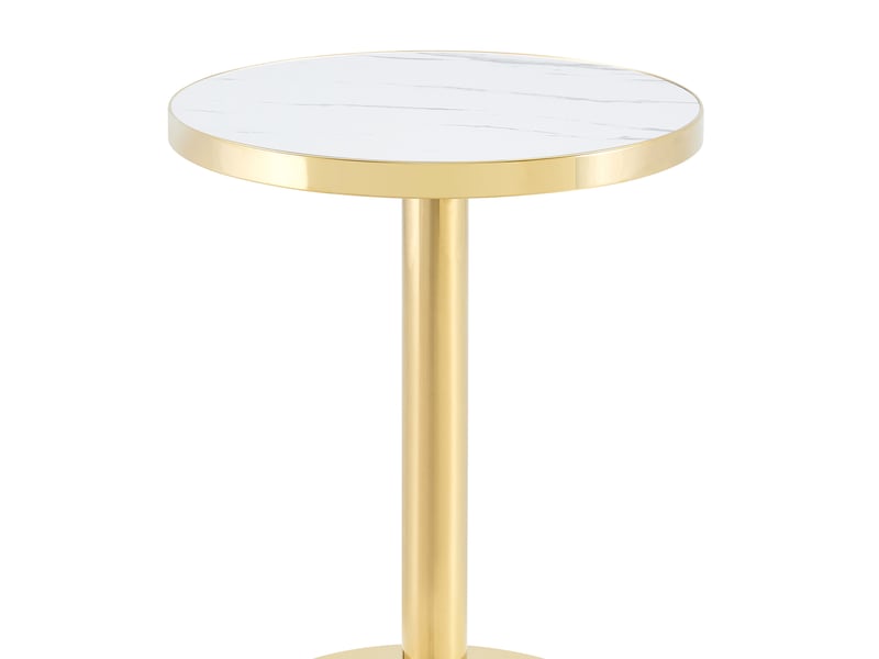 Table d’appoint ronde avec plateau effet marbre et revêtement uv, cadre doré, pour salon et chambre à coucher blanc - Conforama A