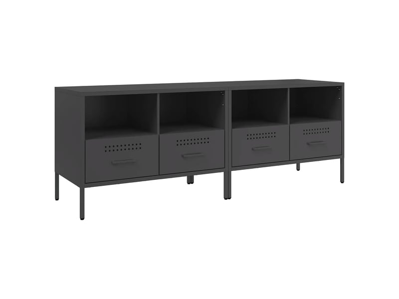  Lot de 2 meuble tv bas salon noir 68x39x50,5 cm acier shl9341  - Conforama A