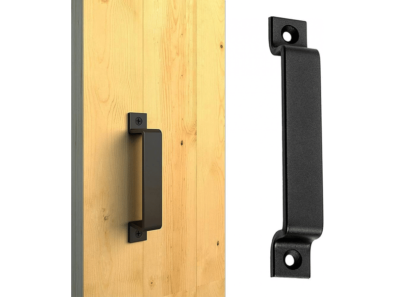  Jeu de 2 poignées de porte en acier noir massif, noires, pour porte de grange, vis incluses (160 mm)  - Conforama D