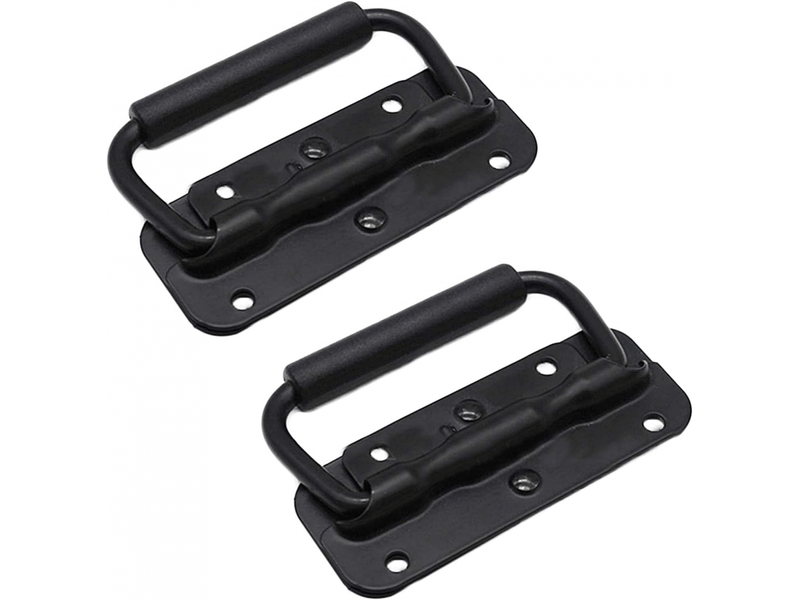  Lot de 4 poignées pliantes métalliques à ressort noires, pour caisses et boîtes à outils  - Conforama B
