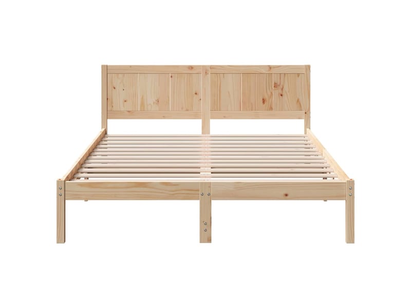  Lit double- lit adulte -  cadre de lit marron 140 x 200 cm bois de pin massif  - Conforama D