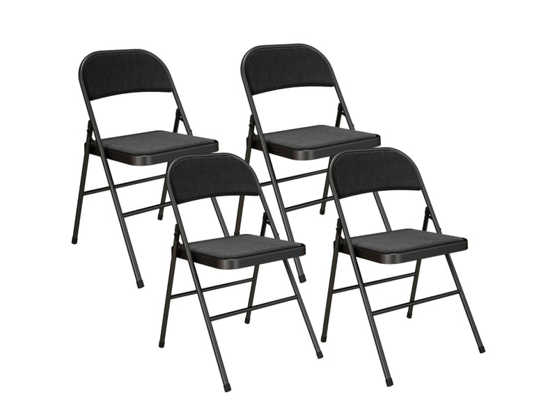  Chaises pliantes lot de 4 avec assise rembourrée - lpospi - dossier textile, métal, bureaurepas - noir  - Conforama A