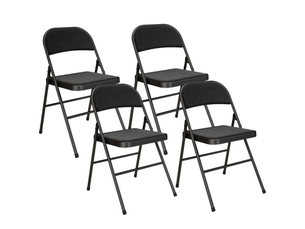 Chaises pliantes lot de 4 avec assise rembourrée - lpospi - dossier textile, métal, bureaurepas - noir