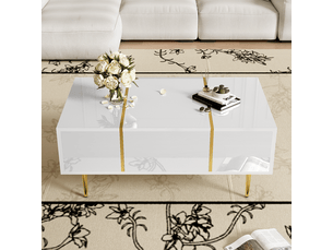 Table basse rectangulaire coloris blanc <strong>MERAX</strong> <strong>table basse blanc</strong> - 60 cmx100 cm