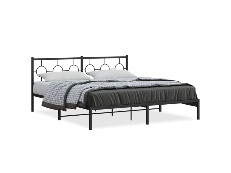  Lit double- lit adulte -  cadre de lit métal sans matelas et tête de lit noir 180x200 cm  - Conforama A