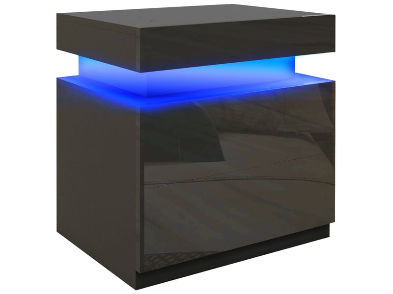  Table de chevet 45 x 35 x 52 cm éclairage led rvb ultra réglable 2 tiroirs design moderne en panneau de particules noir 21_0001560  - Conforama A
