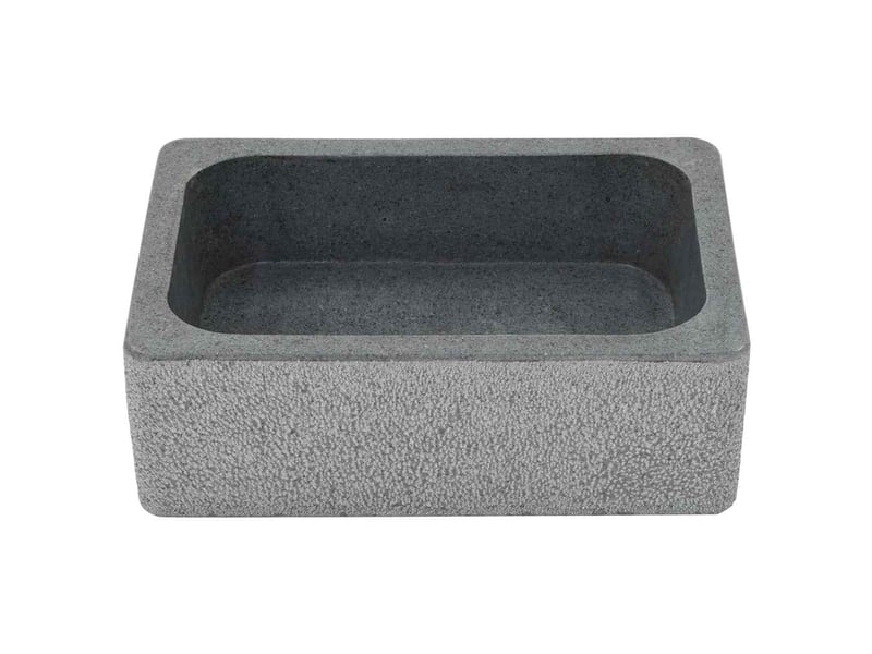  Lavabo de bain, vasque à poser 45 x 30 x 15 cm pierre de rivière noir cf65628  - Conforama D