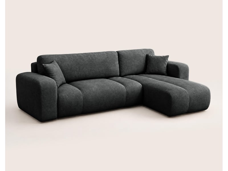 Manon - canapé d'angle réversible 4 places convertible avec coffre en tissu - best mobilier - gris anthracite MANON - Conforama E