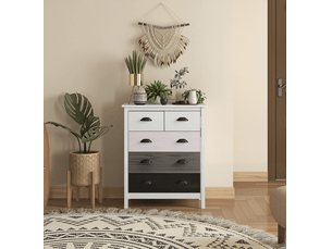 Commode 5 tiroir(s)    <strong>BEAOK</strong> <strong></strong> coloris blanc largeur 70 cm