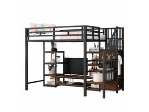 Lit mezzanine 90x200 cm ULQENI   coloris noir